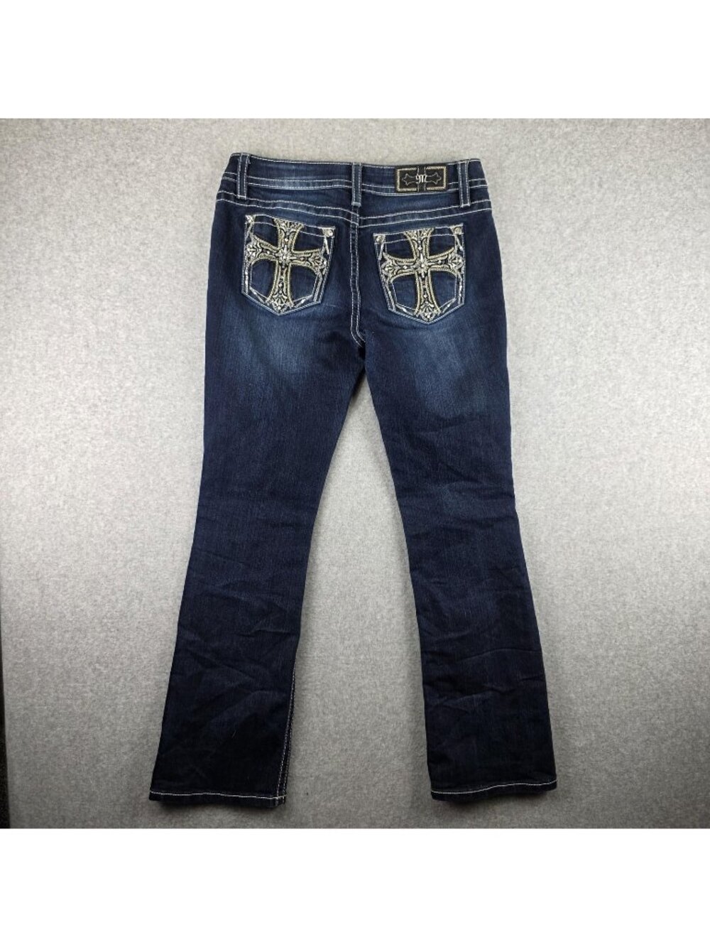 Miss Me Chloe Boot Jeans Womens 30 Dark Wash Bootcut Cross Embroidered Bling